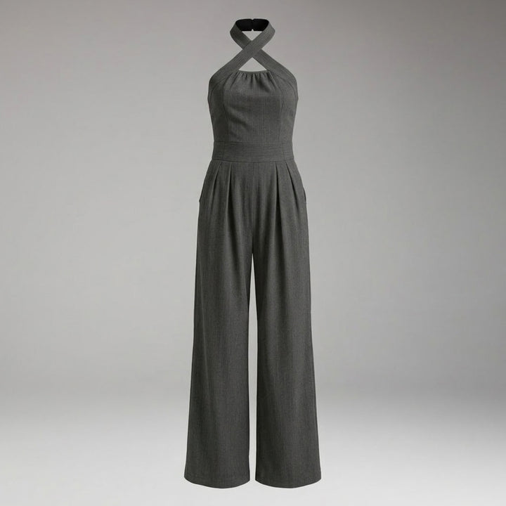 Women's Jumpsuit with Halter Neck and Pleated Legs