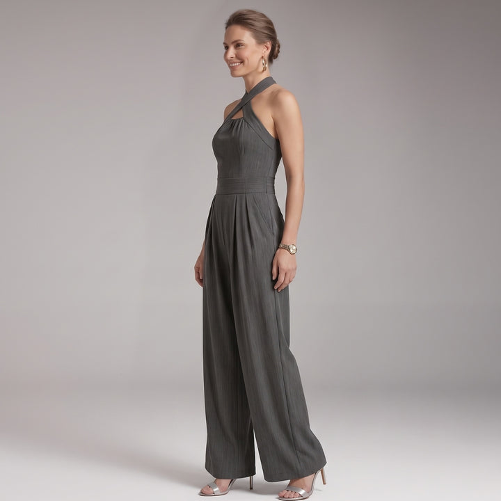 Women's Jumpsuit with Halter Neck and Pleated Legs