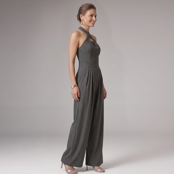 Women's Jumpsuit with Halter Neck and Pleated Legs