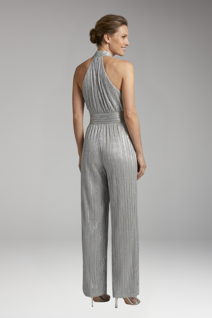 Women's Jumpsuit with Halter Neck and Pleated Legs