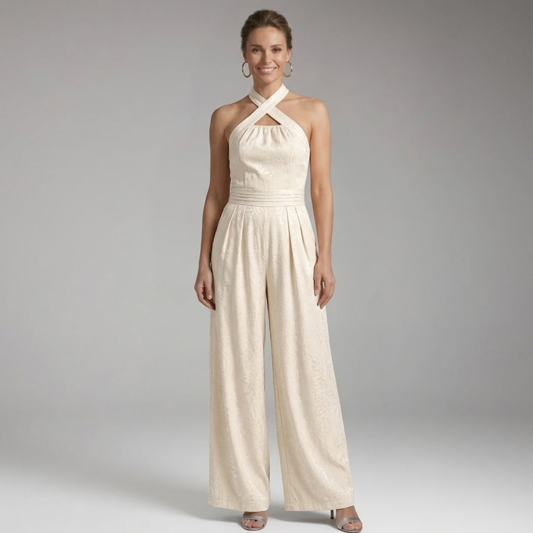 Women's Jumpsuit with Halter Neck and Pleated Legs