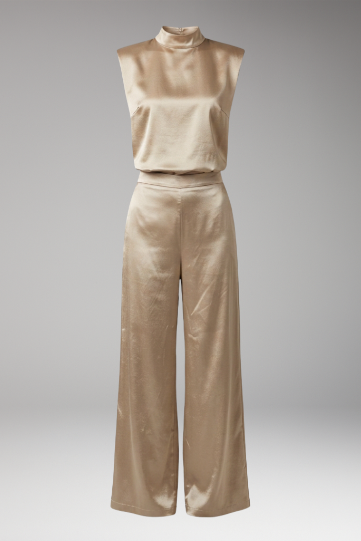 Women's Jumpsuit with High Collar and Wide Legs