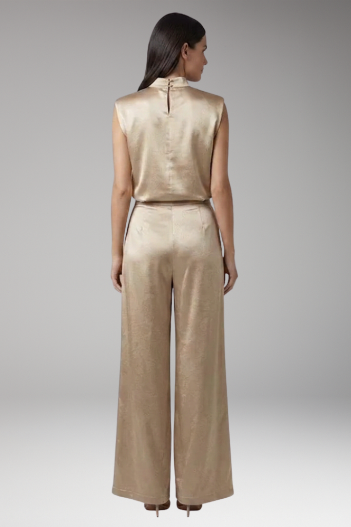Women's Jumpsuit with High Collar and Wide Legs