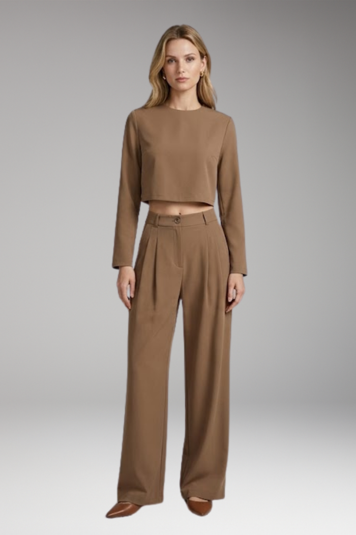 Women's Jumpsuit with Long Sleeves and Wide Legs