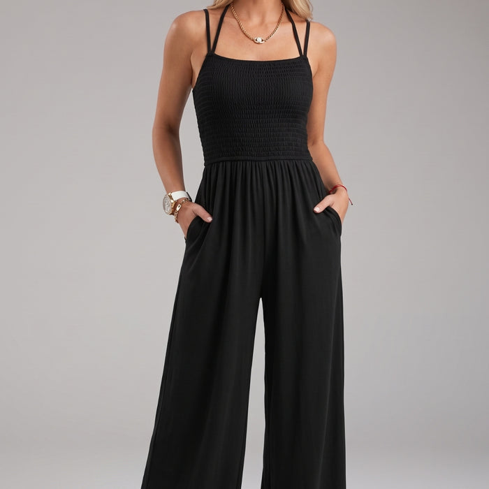 Women's Jumpsuit with Scoop Neck and Wide Legs