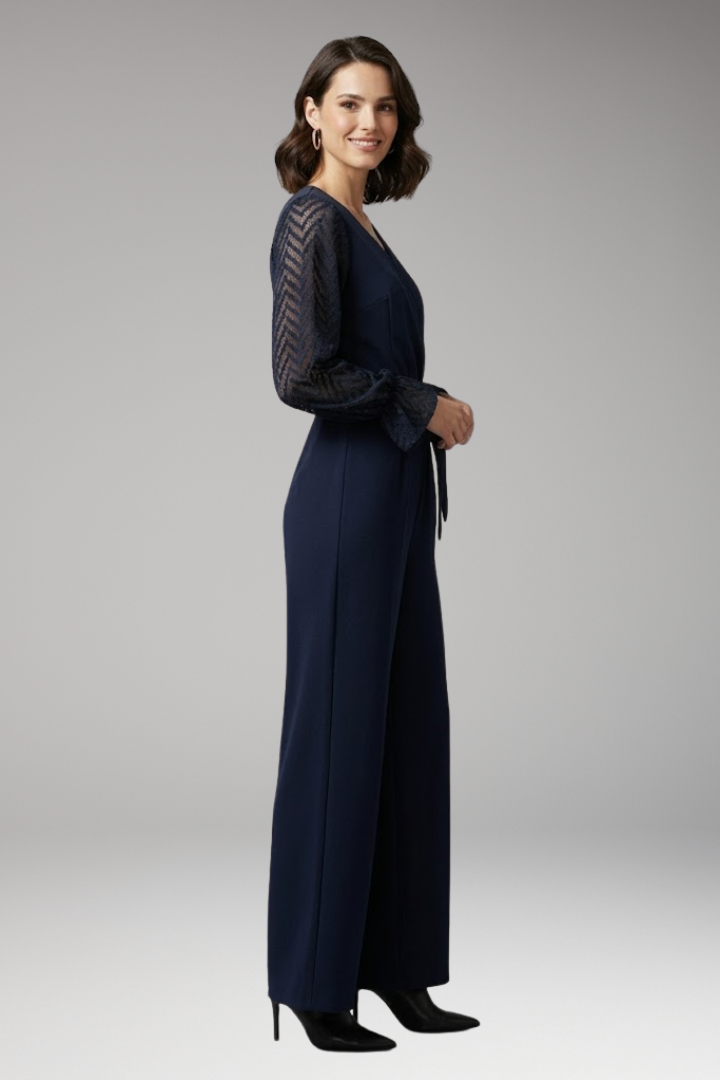 Women's Jumpsuit with Semi Transparent Long Sleeves