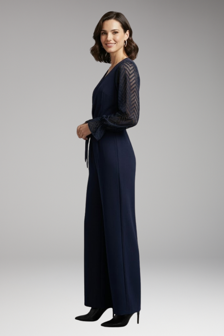 Women's Jumpsuit with Semi Transparent Long Sleeves