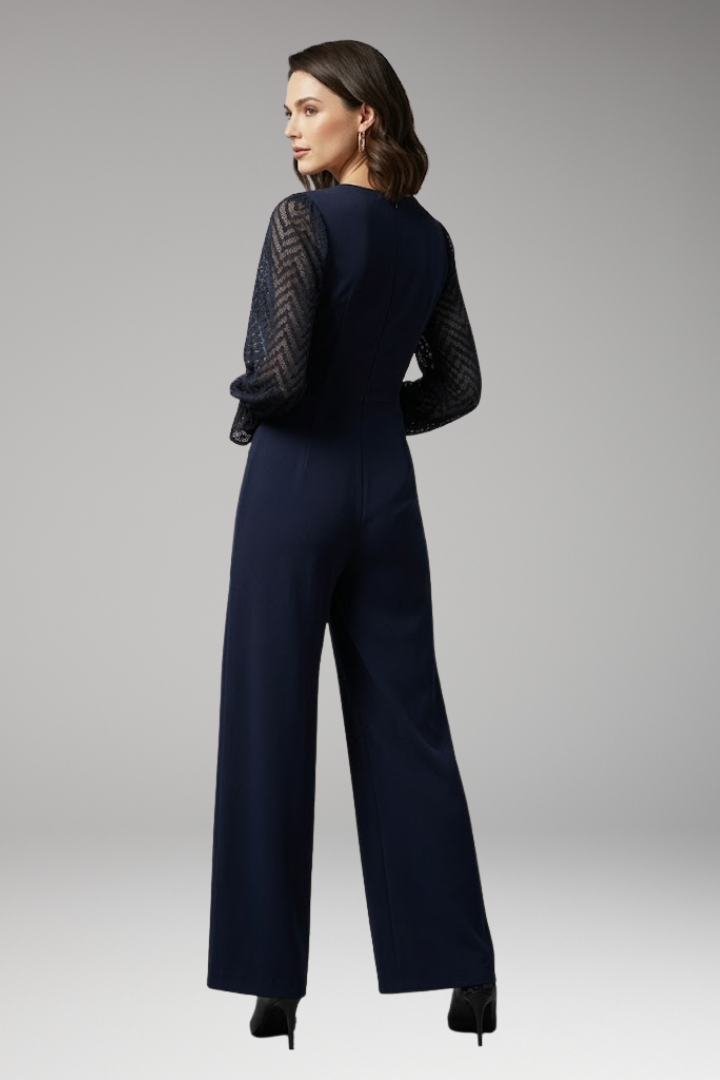 Women's Jumpsuit with Semi Transparent Long Sleeves