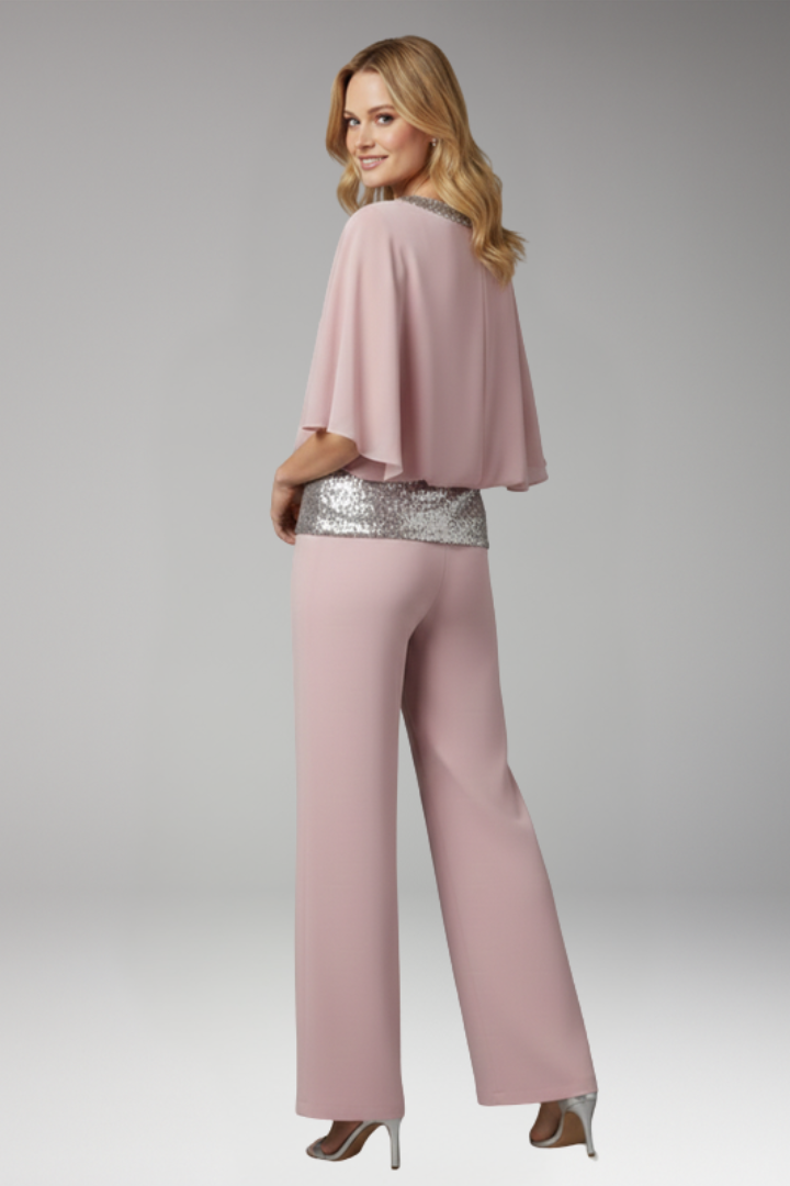 Women's Jumpsuit with Sequined Waistband for Cocktail Events