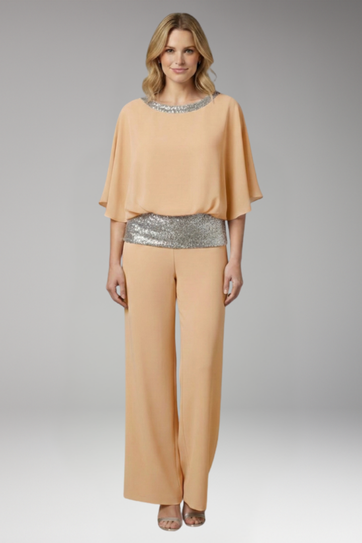 Women's Jumpsuit with Sequined Waistband for Cocktail Events
