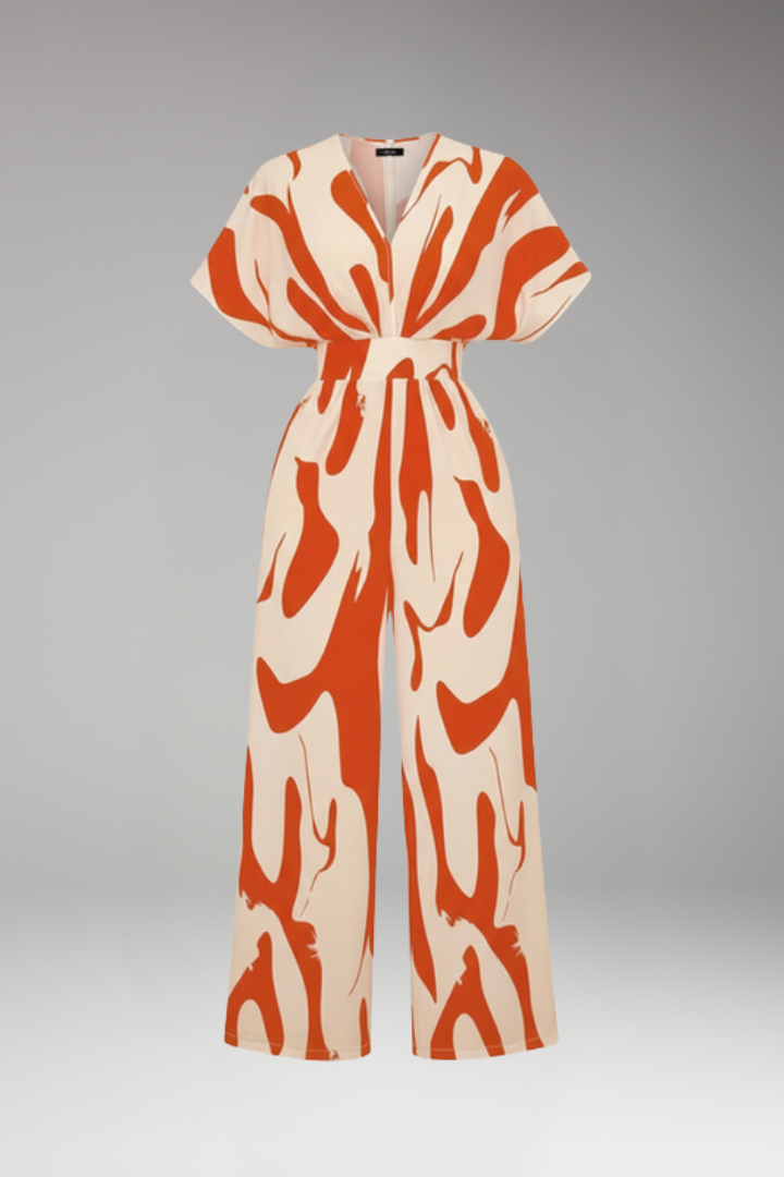 Women's Jumpsuit with Short Sleeve and Wide Legs