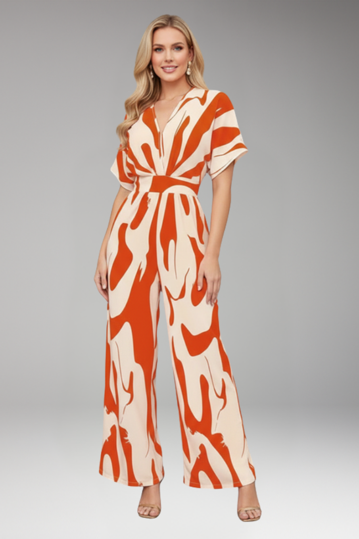 Women's Jumpsuit with Short Sleeve and Wide Legs