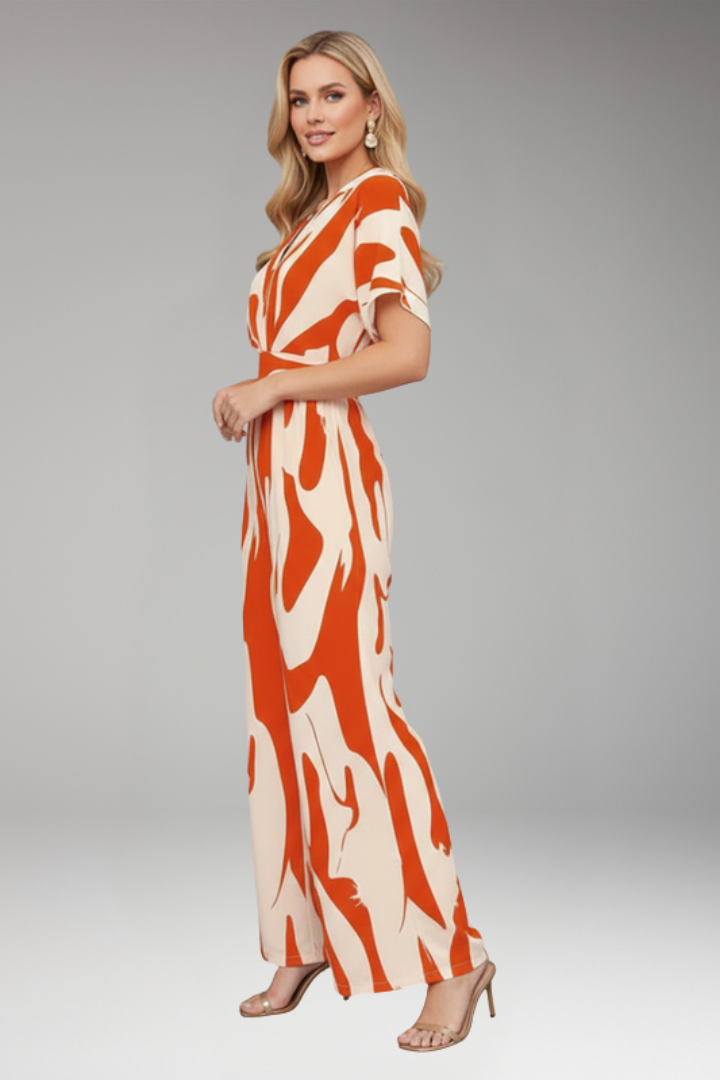 Women's Jumpsuit with Short Sleeve and Wide Legs