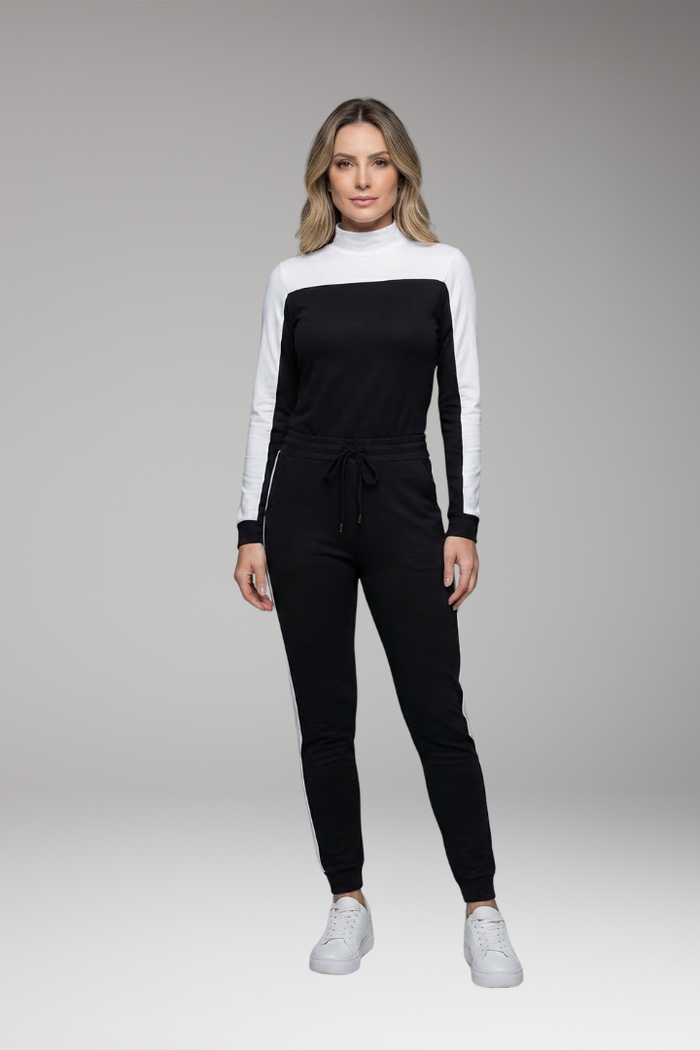 Women's Jumpsuit with Side Stripes and Drawstring Waist