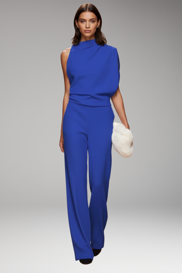 Women's Jumpsuit with Sleeveless Upper and Wide-Leg Design