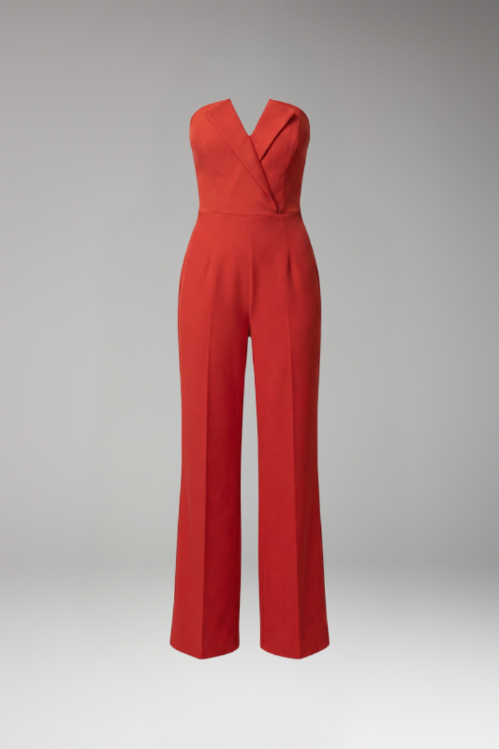 Women's Jumpsuit with Strapless Neck and Wide Legs