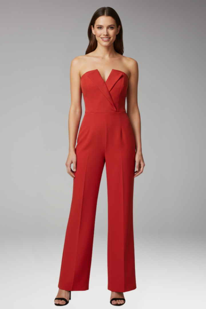 Women's Jumpsuit with Strapless Neck and Wide Legs