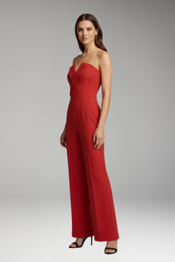 Women's Jumpsuit with Strapless Neck and Wide Legs