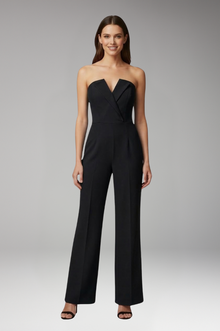 Women's Jumpsuit with Strapless Neck and Wide Legs