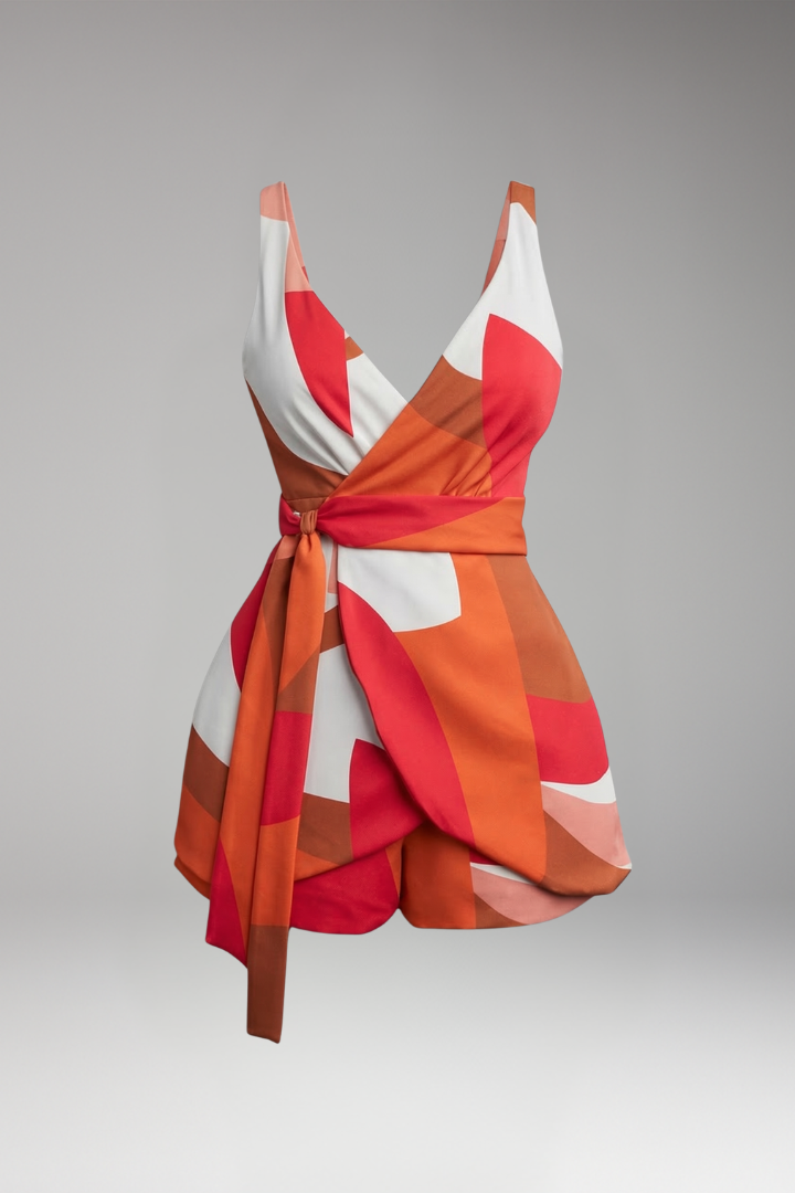 Women's Jumpsuit with V Neck and Wrap Front
