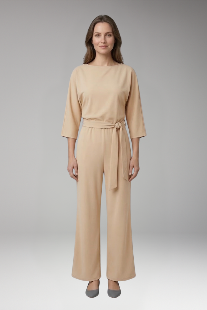 Women's Jumpsuit with Waist Tie and Wide Legs
