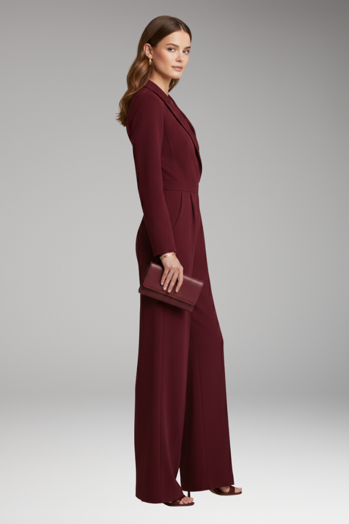 Women's Jumpsuit with Wrap Neckline and Wide Legs