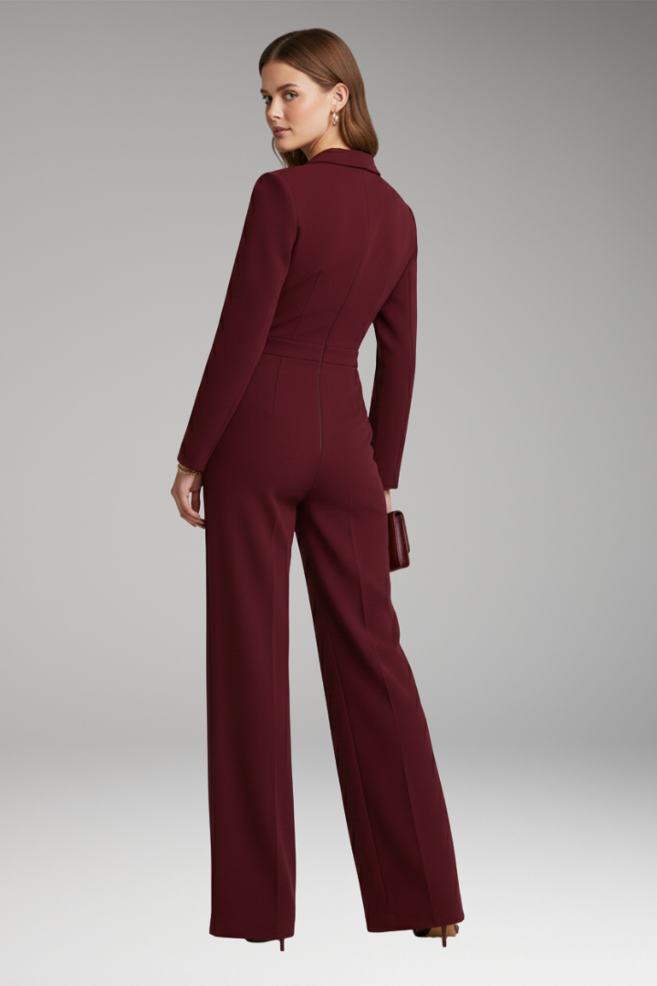 Women's Jumpsuit with Wrap Neckline and Wide Legs