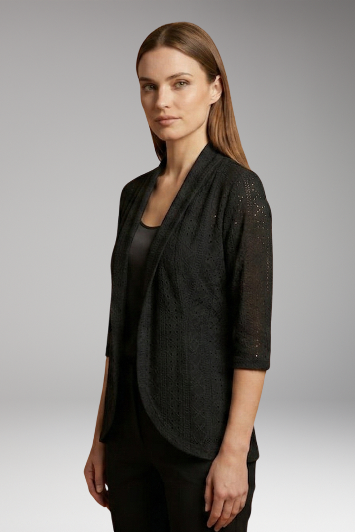 Women's Kimono Drape Coat with Shawl Collar and Eyelet Detailing