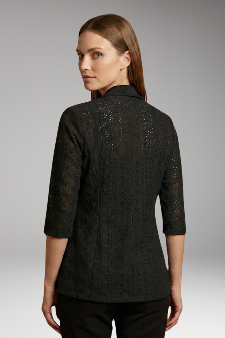 Women's Kimono Drape Coat with Shawl Collar and Eyelet Detailing