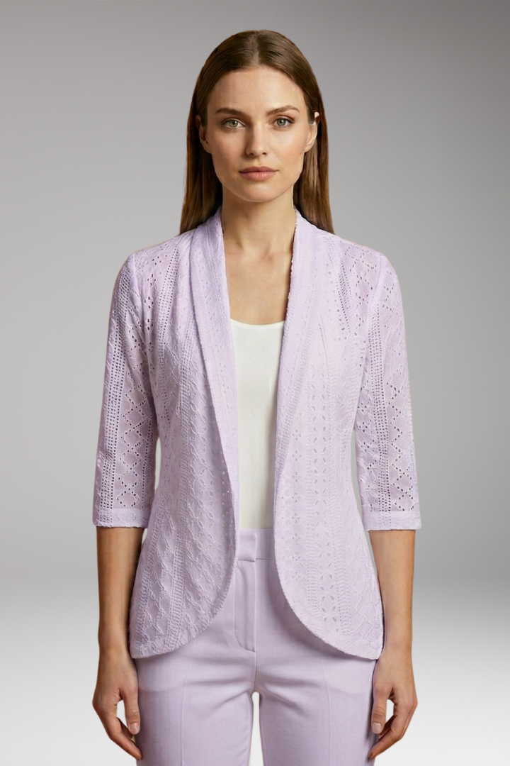 Women's Kimono Drape Coat with Shawl Collar and Eyelet Detailing