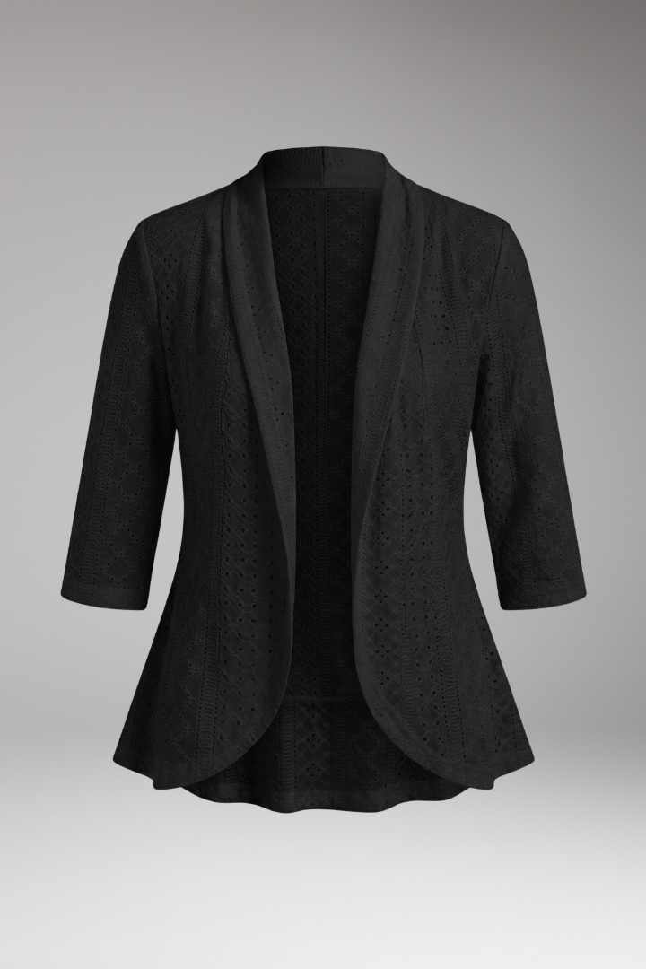 Women's Kimono Drape Coat with Shawl Collar and Eyelet Detailing