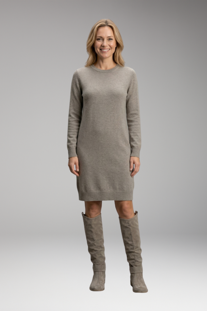 Women's Knee-High Boots with Perforated Shaft and Low Block Heel