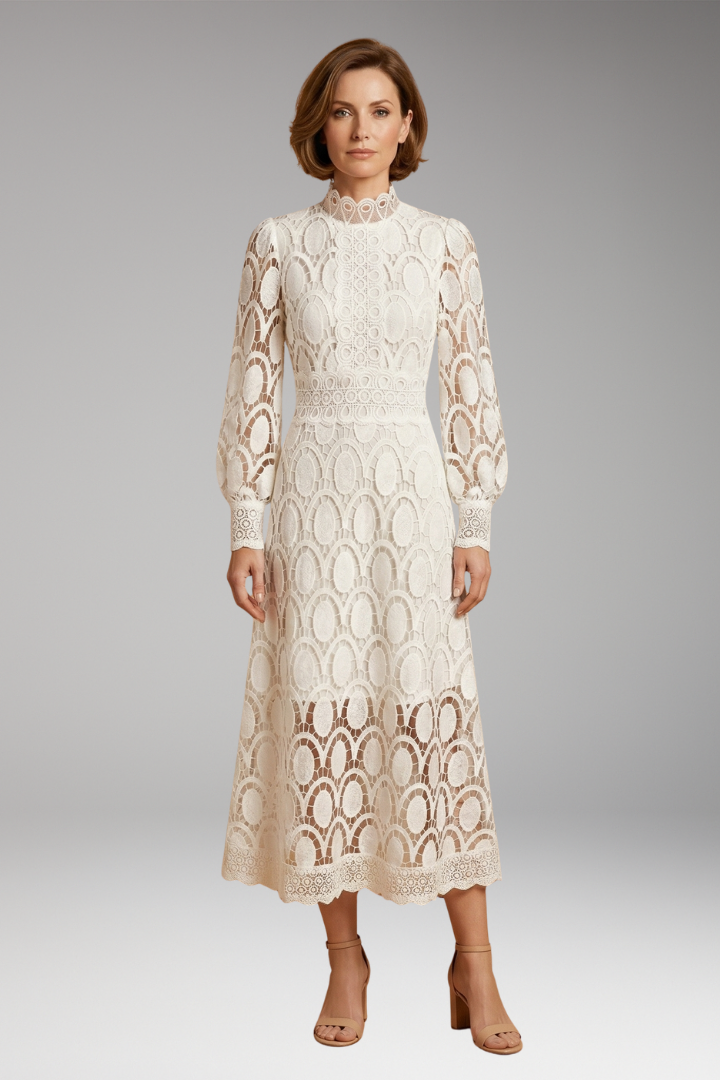 Women's Lace Maxi Dress with Elegant Detailing and Flattering Fit