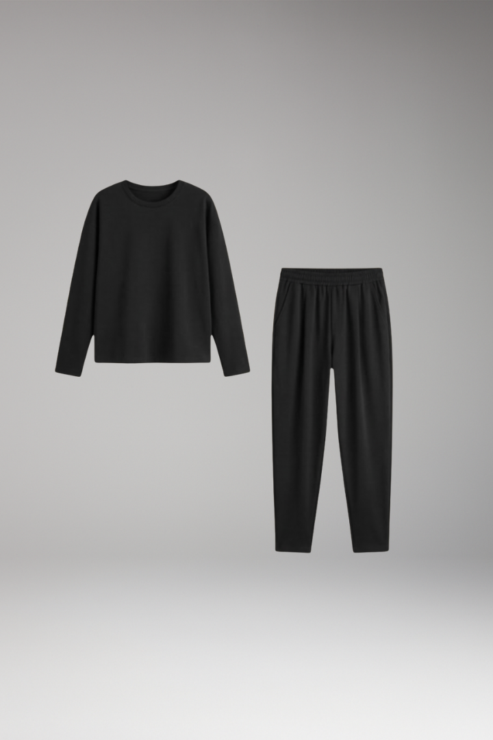 Women's Two Piece Set with Long Sleeves and Drawstring Pants