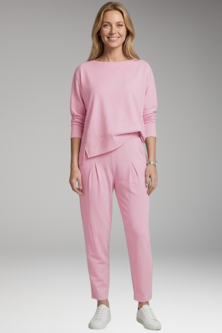 Women's Two Piece Set with Long Sleeves and Drawstring Pants
