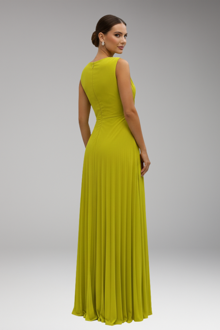 Women's Maxi Dress with Front Slit and Sleeveless Design