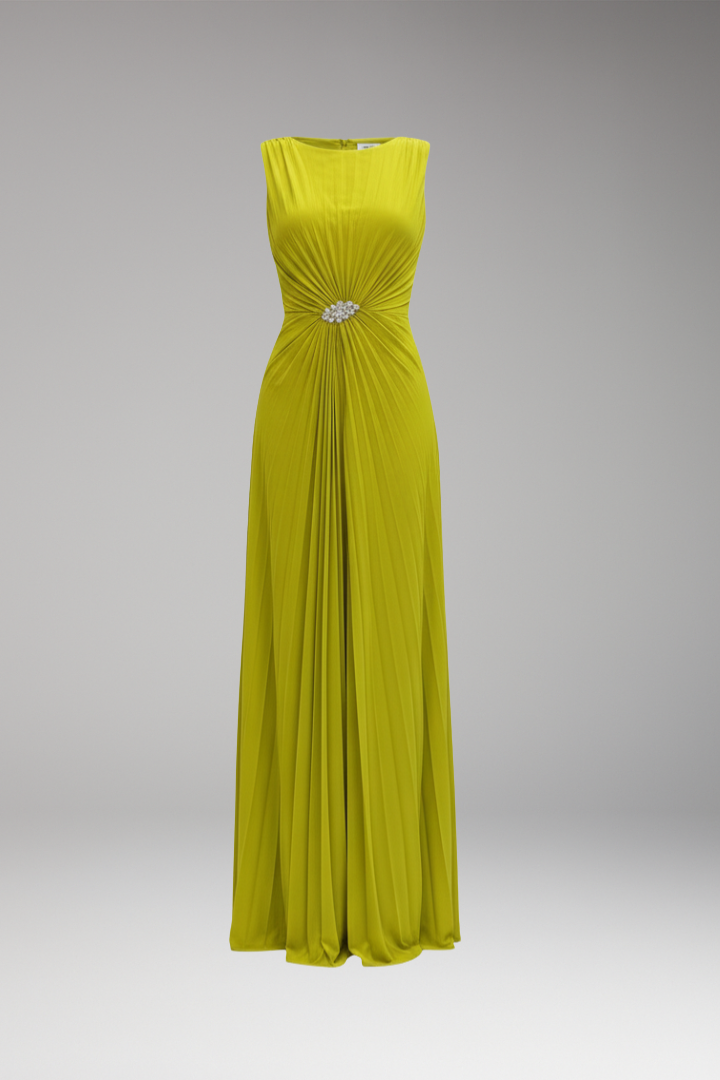 Women's Maxi Dress with Front Slit and Sleeveless Design