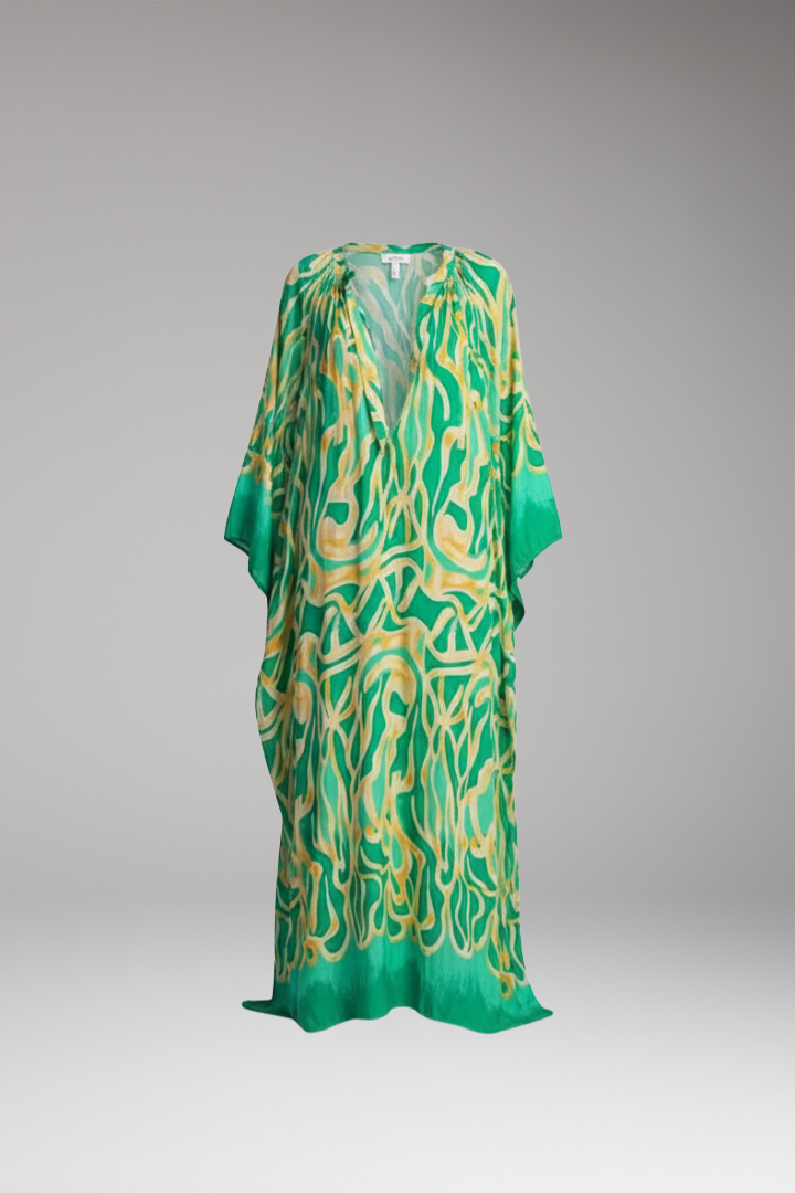 Women's Maxi Dress with Printed Surface and Long Sleeves