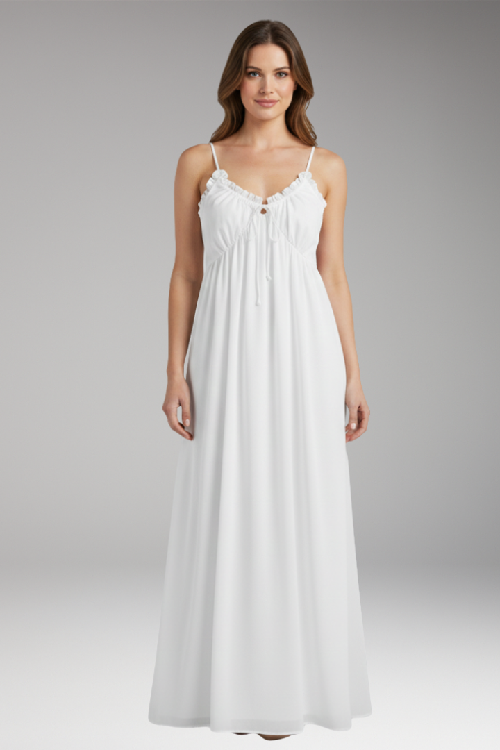 Women's Maxi Dress with Strap Neck and Back Tie