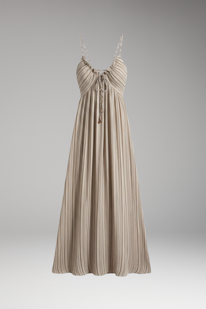 Women's Maxi Dress with Strap Neck and Back Tie