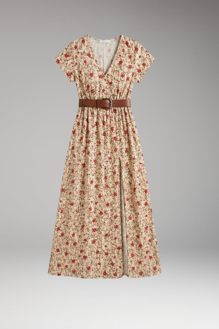 Women's Maxi Dress with V-Neck and Wrap Design
