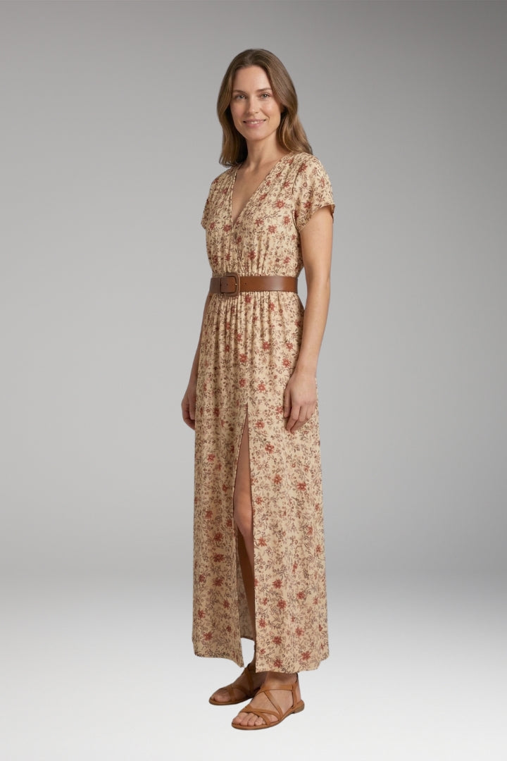 Women's Maxi Dress with V-Neck and Wrap Design