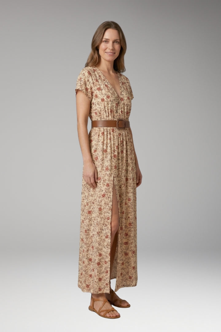Women's Maxi Dress with V-Neck and Wrap Design