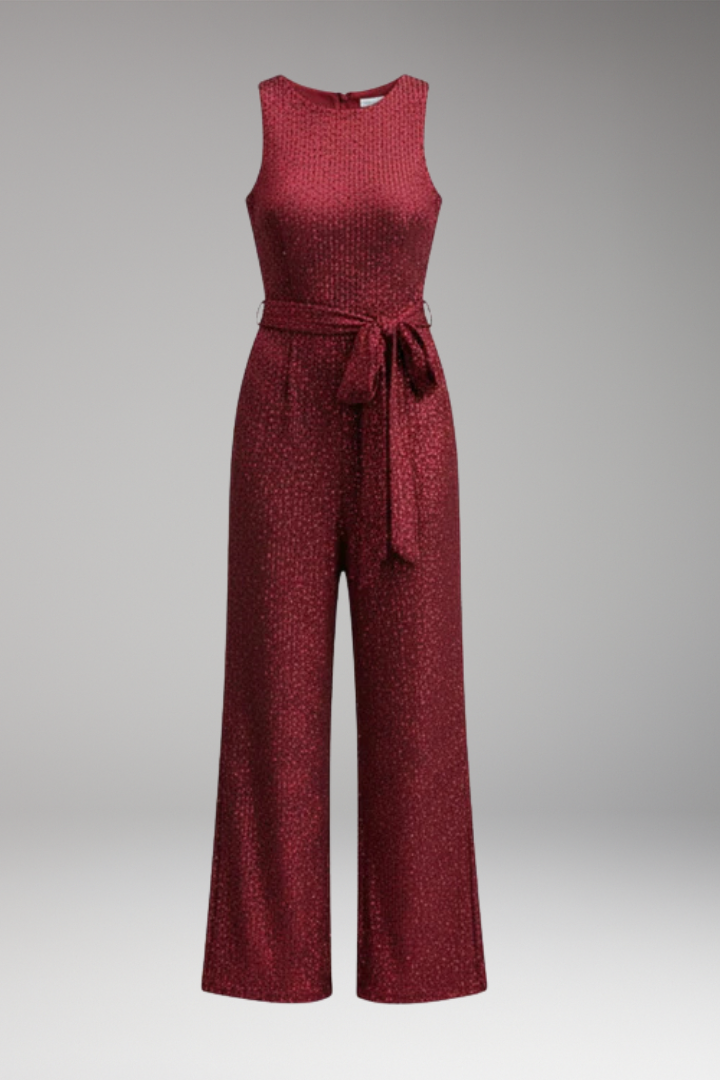 Women's Maxi Dress with Waist Tie and Sleeveless Design