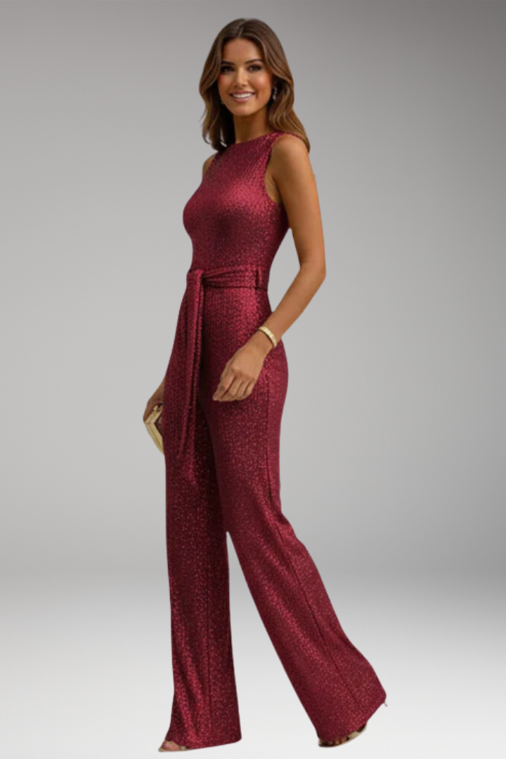 Women's Maxi Dress with Waist Tie and Sleeveless Design