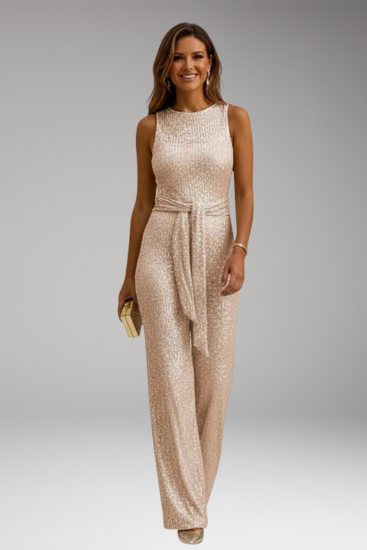 Women's Maxi Dress with Waist Tie and Sleeveless Design