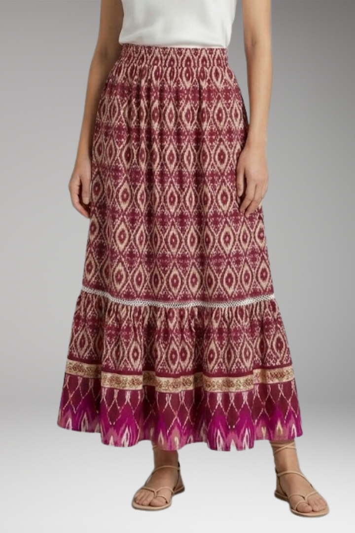 Women's Maxi Skirt with High-Waist and Tiered Layers