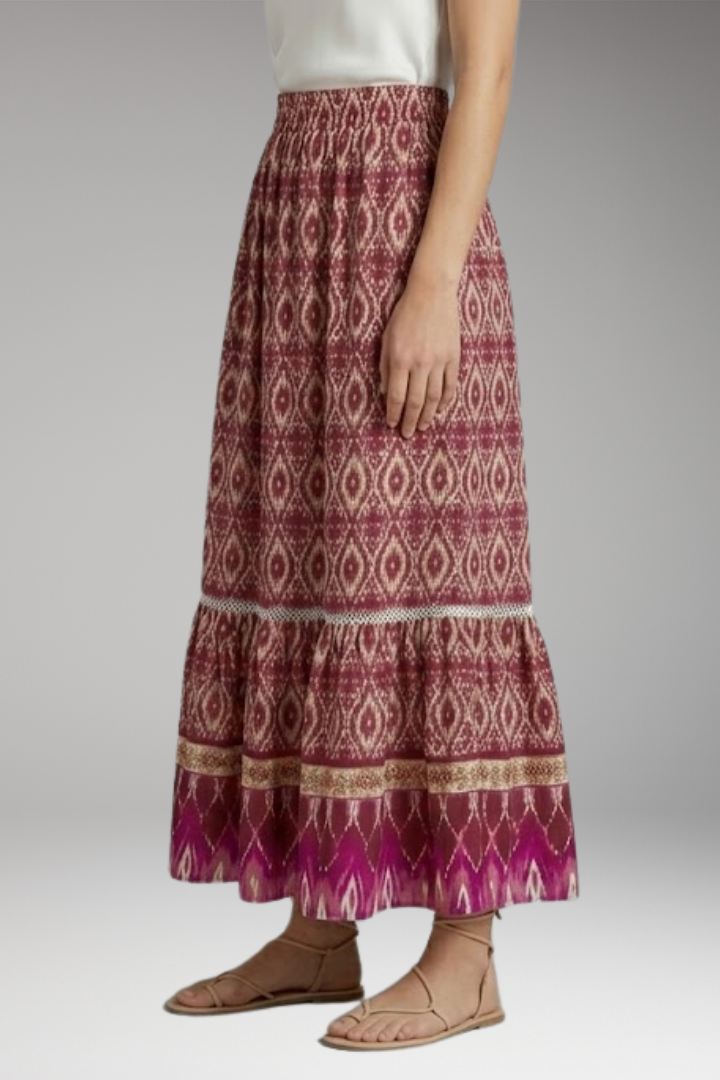 Women's Maxi Skirt with High-Waist and Tiered Layers