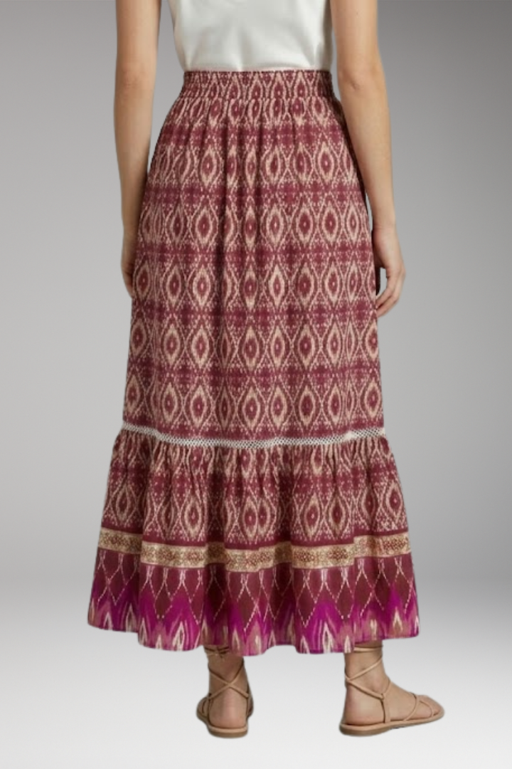 Women's Maxi Skirt with High-Waist and Tiered Layers