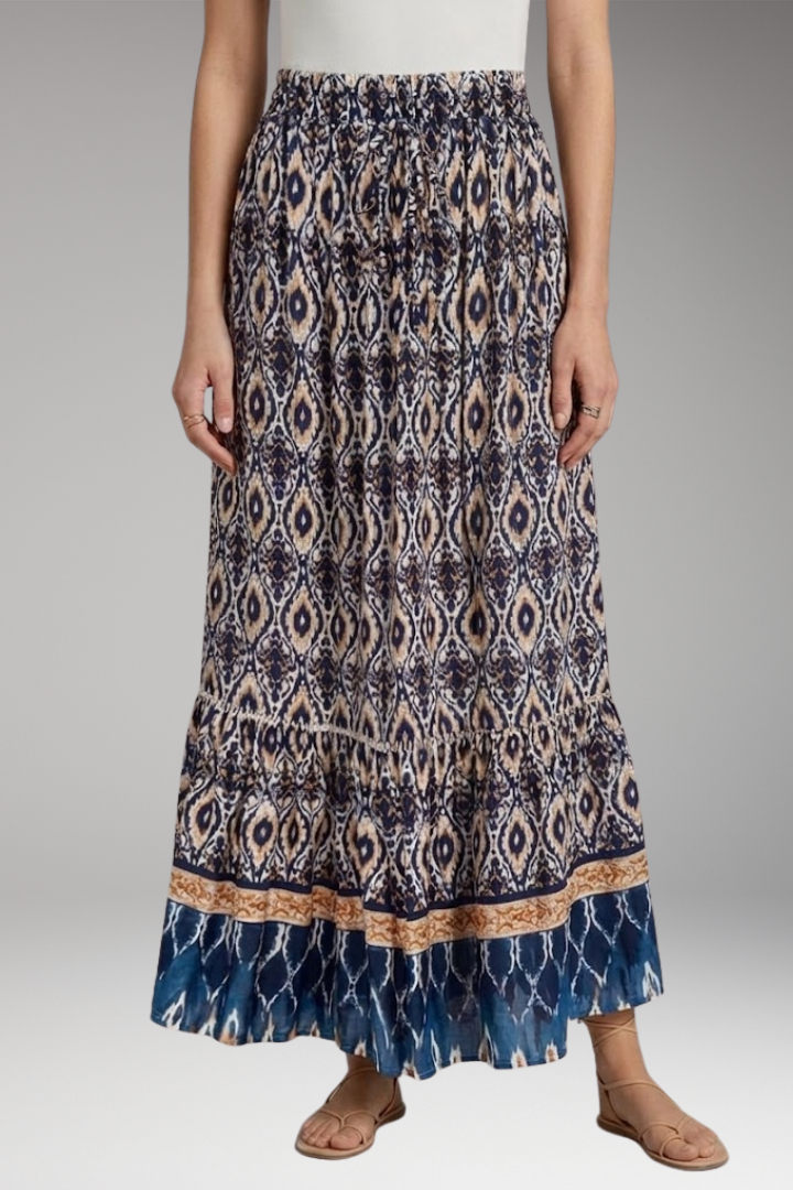 Women's Maxi Skirt with High-Waist and Tiered Layers